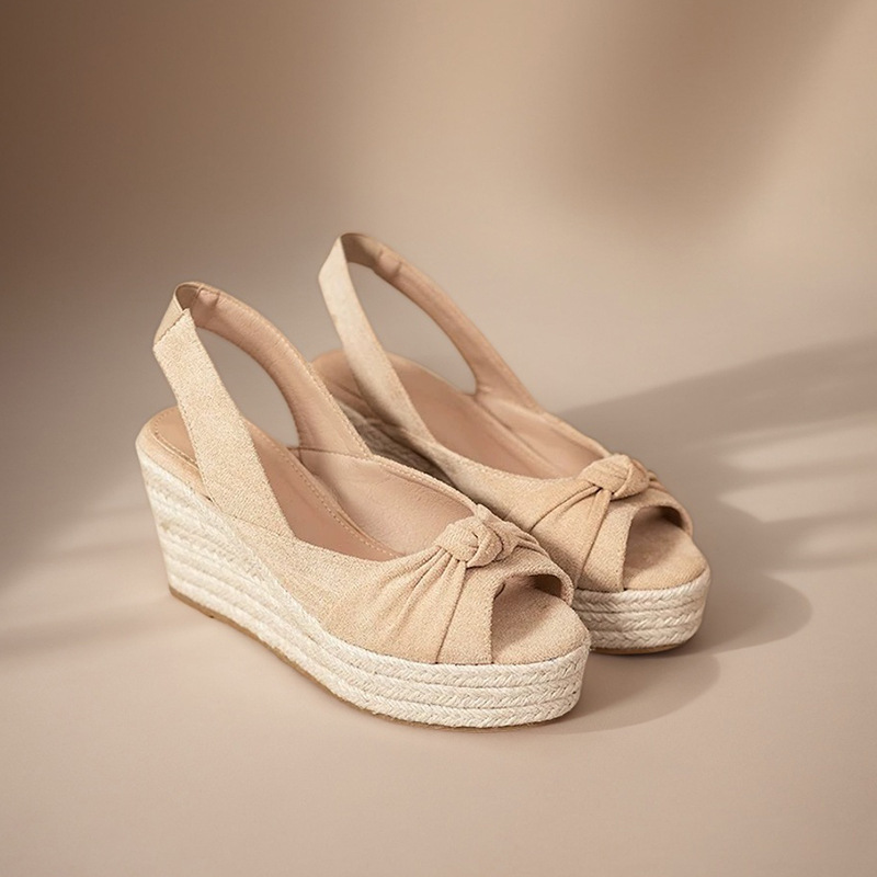 Wedge Espadrille Women - Бежевые эспадрильи LIHUAMAO с открытым носком,