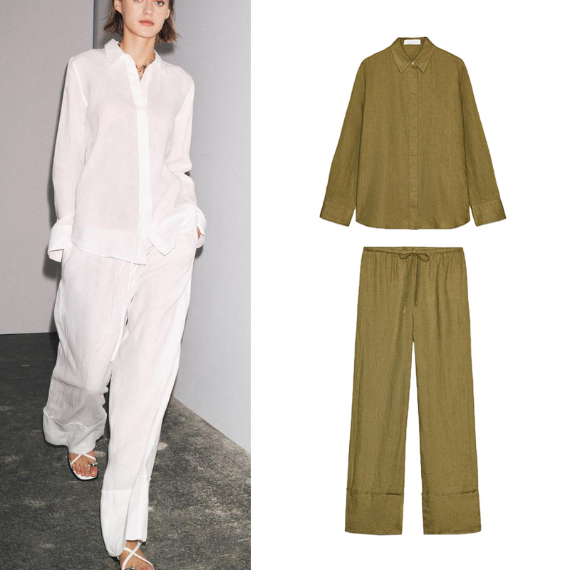 Linen Pant Wide - Повседневный комплект из двух предметов: рубашка