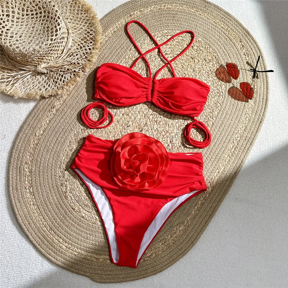 Сексуальный красный купальник  – обзор и цена Swimsuit Bikini Ruched